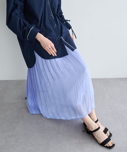 YECCA VECCA(イェッカヴェッカ)の「シャイニーサテンプリーツスカート(スカート・レディース・ライトグレー/イエロー/ミント/ブルー・FREE)」の1枚目の写真