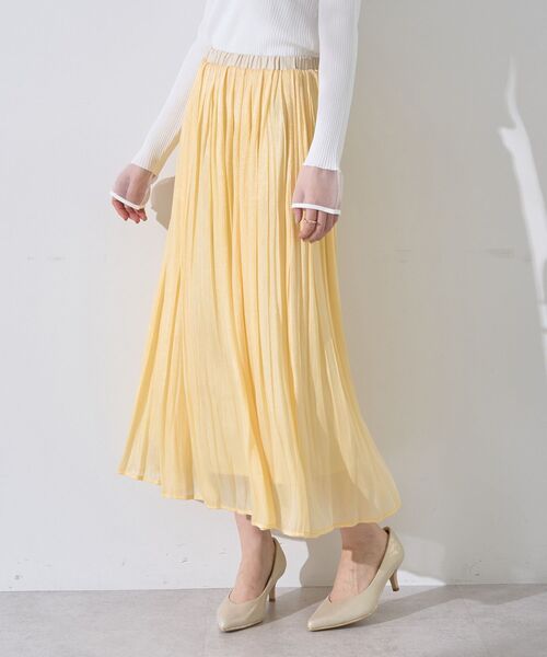 YECCA VECCA(イェッカヴェッカ)の「シャイニーサテンプリーツスカート(スカート・レディース・ライトグレー/イエロー/ミント/ブルー・FREE)」の5枚目の写真