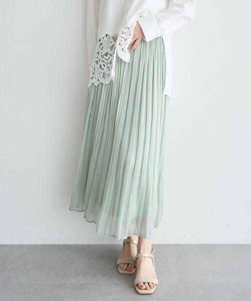 YECCA VECCA(イェッカヴェッカ)の「シャイニーサテンプリーツスカート(スカート・レディース・ライトグレー/イエロー/ミント/ブルー・FREE)」の14枚目の写真