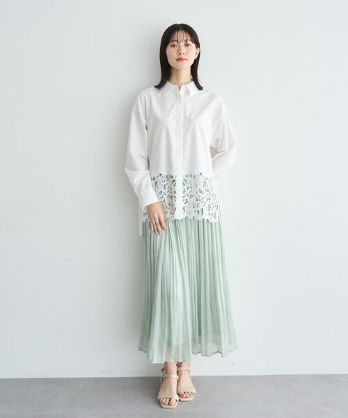 YECCA VECCA(イェッカヴェッカ)の「シャイニーサテンプリーツスカート(スカート・レディース・ライトグレー/イエロー/ミント/ブルー・FREE)」の16枚目の写真