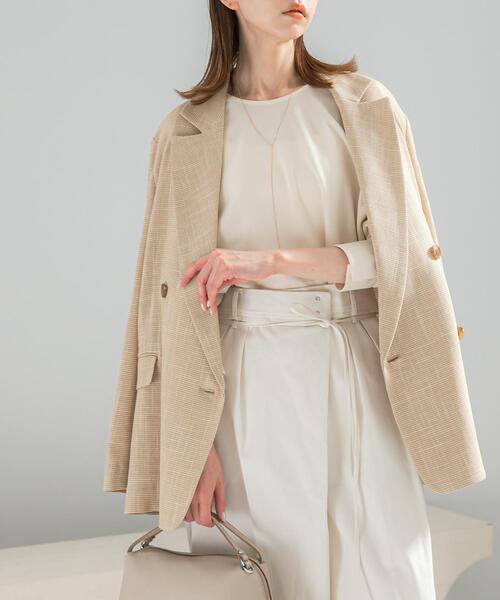 URBAN RESEARCH ROSSO WOMEN（アーバンリサーチ　ロッソ）の「カラミダブルジャケット（その他アウター・レディース・ベージュ/アイボリー・38/36）」の2枚目の写真