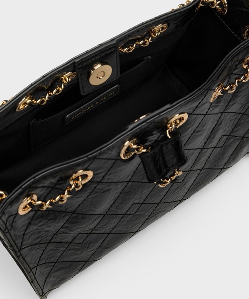 CHARLES & KEITH Duoドゥオキルトドローストリングバケットバッグ Duo ドゥオ キルトドローストリング バケットバッグ（ショルダーバッグ