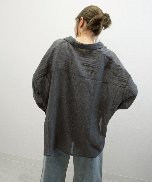 gossara(ゴサラ)の「ドロストスキッパーブラウス(シャツ/ブラウス・レディース・ライトグレー/チャコール/ブラウン・FREE)」の9枚目の写真