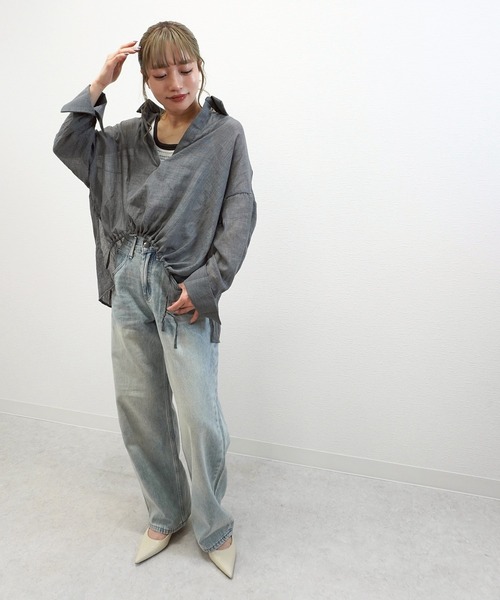 gossara(ゴサラ)の「ドロストスキッパーブラウス(シャツ/ブラウス・レディース・ライトグレー/チャコール/ブラウン・FREE)」の11枚目の写真