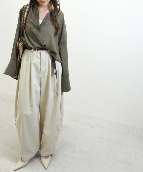 gossara(ゴサラ)の「ドロストスキッパーブラウス(シャツ/ブラウス・レディース・ライトグレー/チャコール/ブラウン・FREE)」の19枚目の写真