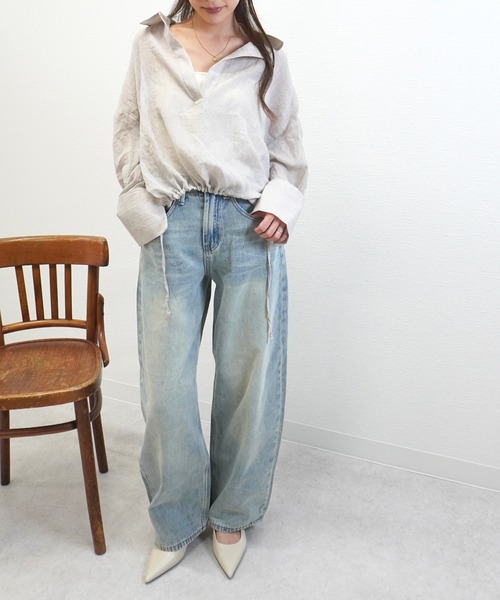gossara（ゴサラ）の「【こなれ見え】ドロストスキッパーブラウス（シャツ/ブラウス・レディース・ライトグレー/チャコール/ブラウン・FREE）」の22枚目の写真