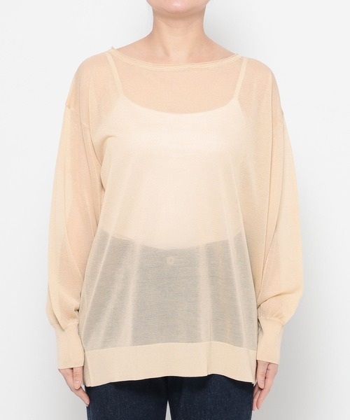 mysty woman（ミスティウーマン）の「シアーニットプルオーバー 666058（ニット/セーター・レディース・ベージュ/オフホワイト/ブラック・FREE）」の13枚目の写真