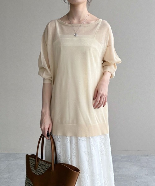 mysty woman（ミスティウーマン）の「シアーニットプルオーバー 666058（ニット/セーター・レディース・ベージュ/オフホワイト/ブラック・FREE）」の12枚目の写真