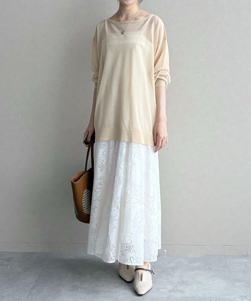 mysty woman（ミスティウーマン）の「シアーニットプルオーバー 666058（ニット/セーター・レディース・ベージュ/オフホワイト/ブラック・FREE）」の11枚目の写真