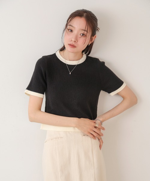 Bab(バブ)の「リンガーニットTシャツ(ニット/セーター・レディース・ブラック/グリーン/アイボリー・MEDIUM)」の11枚目の写真