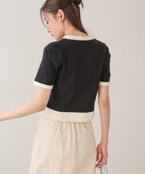 Bab(バブ)の「リンガーニットTシャツ(ニット/セーター・レディース・ブラック/グリーン/アイボリー・MEDIUM)」の13枚目の写真