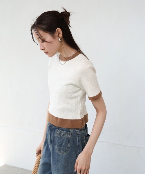 Bab(バブ)の「リンガーニットTシャツ(ニット/セーター・レディース・ブラック/グリーン/アイボリー・MEDIUM)」の20枚目の写真
