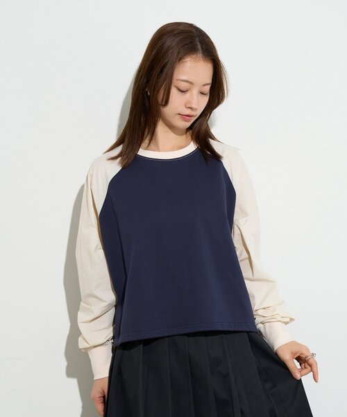 B-DAY STORE(ビーデイストア)の「【B-DAY STORE】ラグラン切替えカットソー(Tシャツ/カットソー・レディース・グレー/レッド/ホワイト・0)」の7枚目の写真