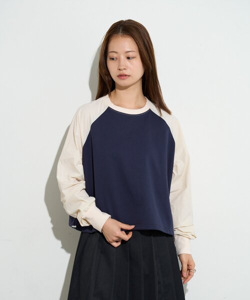 BIRTHDAY BAR（バースデイバー）の「【B-DAY STORE】ラグラン 切り替えカットソー　レディス（Tシャツ/カットソー・レディース・グレー/レッド/ホワイト・0）」の4枚目の写真