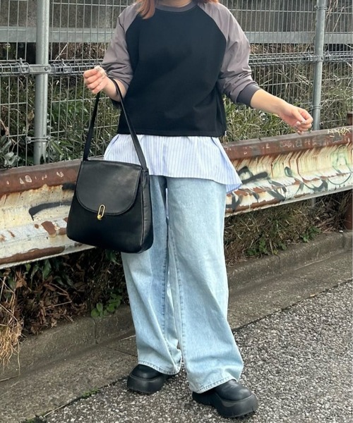 BIRTHDAY BAR（バースデイバー）の「【B-DAY STORE】ラグラン 切り替えカットソー　レディス（Tシャツ/カットソー・レディース・グレー/レッド/ホワイト・0）」の3枚目の写真