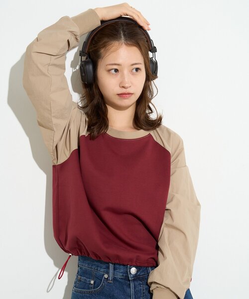 B-DAY STORE(ビーデイストア)の「【B-DAY STORE】ラグラン切替えカットソー(Tシャツ/カットソー・レディース・グレー/レッド/ホワイト・0)」の6枚目の写真