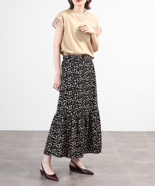 Anna Nicola(アンナニコラ)の「Anna Nicola 袖シアー切り替えカットソー 日本製 半袖(Tシャツ/カットソー・レディース・ブラック/キャメル/ベージュ・38)」の15枚目の写真