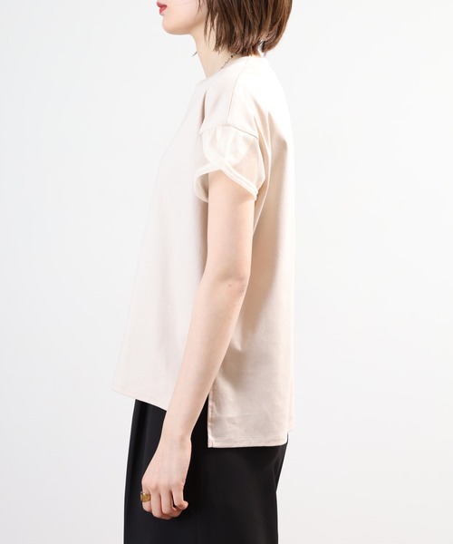 Anna Nicola(アンナニコラ)の「Anna Nicola 袖シアー切り替えカットソー 日本製 半袖(Tシャツ/カットソー・レディース・ブラック/キャメル/ベージュ・38)」の17枚目の写真