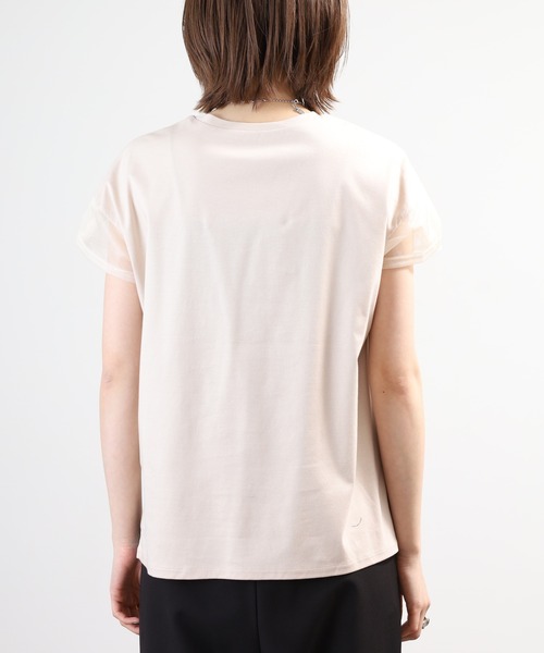 Anna Nicola(アンナニコラ)の「Anna Nicola 袖シアー切り替えカットソー 日本製 半袖(Tシャツ/カットソー・レディース・ブラック/キャメル/ベージュ・38)」の18枚目の写真