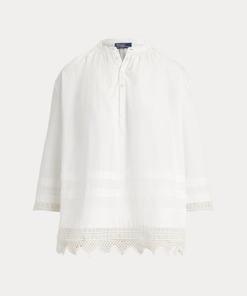 POLO RALPH LAUREN（ポロ ラルフ ローレン）の「クロシェトリム コットン シャツ（シャツ/ブラウス・レディース・ホワイト・S/L/XS/XXS）」の6枚目の写真