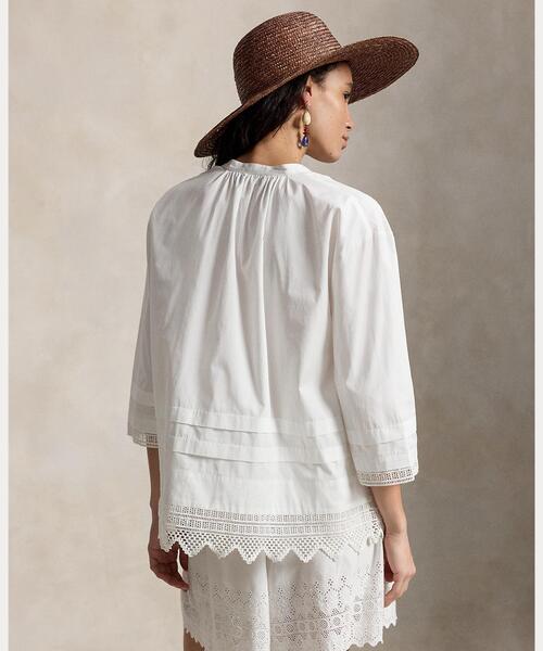 POLO RALPH LAUREN（ポロ ラルフ ローレン）の「クロシェトリム コットン シャツ（シャツ/ブラウス・レディース・ホワイト・S/L/XS/XXS）」の8枚目の写真