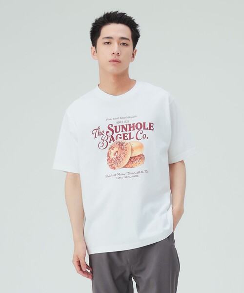 BEAMS HEART(ビームスハート)の「ベーグルTシャツ(Tシャツ/カットソー・メンズ・ホワイト/ホワイト系その他2・SMALL/MEDIUM/LARGE)」の5枚目の写真