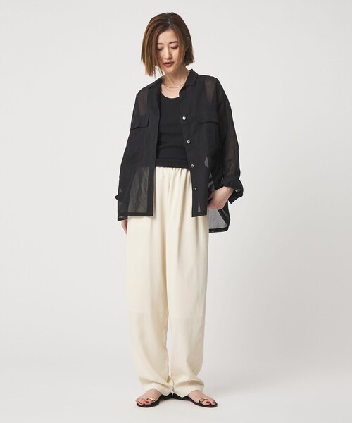conte(コンテ)の「<conte>レーヨン イージー テーパードパンツ(その他パンツ・レディース・ブラック/ホワイト・36/38)」の5枚目の写真