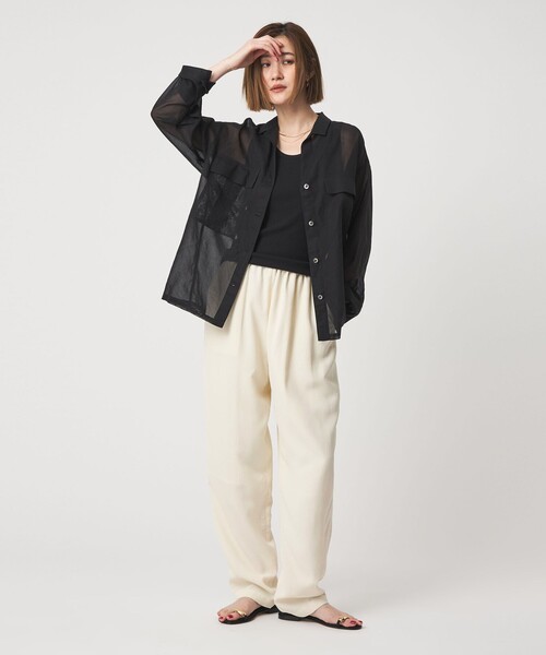 conte(コンテ)の「<conte>レーヨン イージー テーパードパンツ(その他パンツ・レディース・ブラック/ホワイト・36/38)」の6枚目の写真