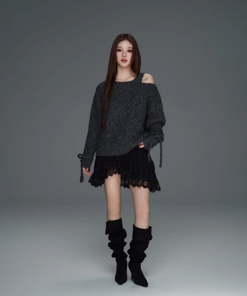 andwang(アンドワン)の「Layer Frill Lace Mini Skirt(スカート・レディース・ホワイト/ブラック・SMALL/MEDIUM)」の5枚目の写真