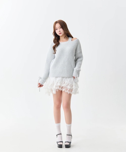 andwang(アンドワン)の「Layer Frill Lace Mini Skirt(スカート・レディース・ホワイト/ブラック・SMALL/MEDIUM)」の15枚目の写真