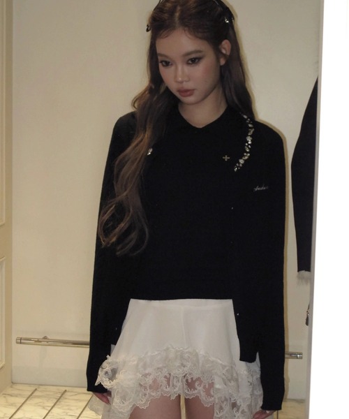 andwang(アンドワン)の「Layer Frill Lace Mini Skirt(スカート・レディース・ホワイト/ブラック・SMALL/MEDIUM)」の8枚目の写真