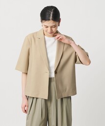 【WEB限定 Wardrobe DAILY MINIMAL】メランジ ハーフスリーブジャケット ウォッシャブル