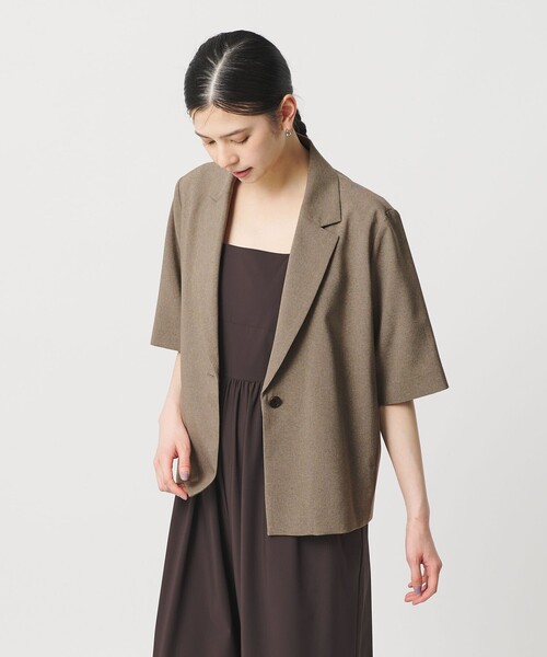 BEAUTY&YOUTH UNITED ARROWS（ビューティーアンドユースユナイテッドアローズ）の「【WEB限定 Wardrobe DAILY MINIMAL】ハーフスリーブジャケット ウォッシャブル（テーラードジャケット・レディース・ブラック/モカ/ベージュ・S/M）」の4枚目の写真