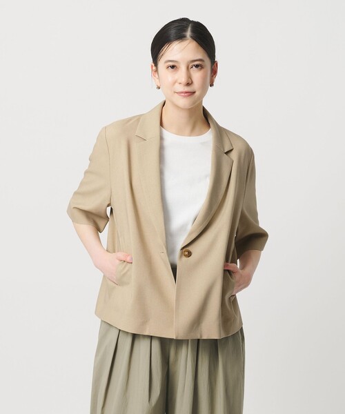 BEAUTY&YOUTH UNITED ARROWS（ビューティーアンドユースユナイテッドアローズ）の「【WEB限定 Wardrobe DAILY MINIMAL】ハーフスリーブジャケット ウォッシャブル（テーラードジャケット・レディース・ブラック/モカ/ベージュ・S/M）」の10枚目の写真