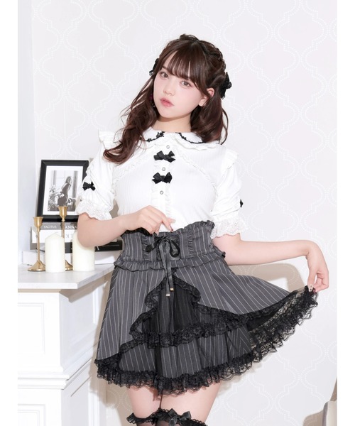 NOEMIE(ノエミー)の「ボレロ風ゴシックローズカットソー(Tシャツ/カットソー・レディース・オフホワイト/ブラック/パープル・M)」の2枚目の写真