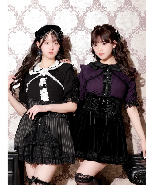 NOEMIE(ノエミー)の「ボレロ風ゴシックローズカットソー(Tシャツ/カットソー・レディース・オフホワイト/ブラック/パープル・M)」の4枚目の写真