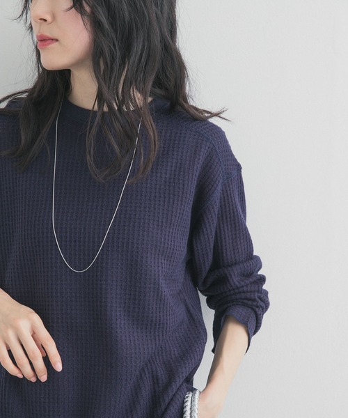 URBAN RESEARCH DOORS（アーバンリサーチドアーズ）の「シアーワッフルプルオーバー（Tシャツ/カットソー・レディース・ネイビー/オフホワイト・FREE）」の2枚目の写真