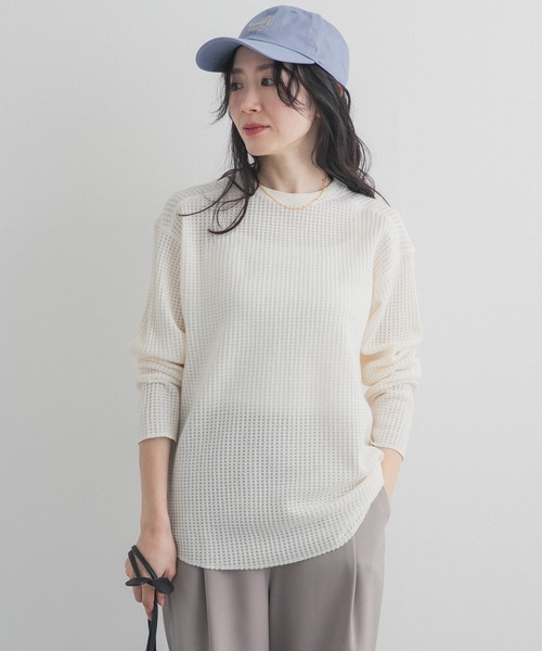 URBAN RESEARCH DOORS（アーバンリサーチドアーズ）の「シアーワッフルプルオーバー（Tシャツ/カットソー・レディース・ネイビー/オフホワイト・FREE）」の20枚目の写真