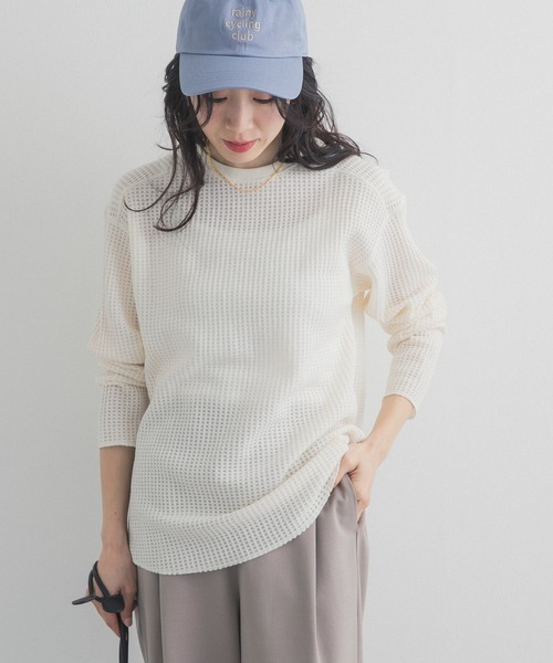 URBAN RESEARCH DOORS（アーバンリサーチドアーズ）の「シアーワッフルプルオーバー（Tシャツ/カットソー・レディース・ネイビー/オフホワイト・FREE）」の21枚目の写真