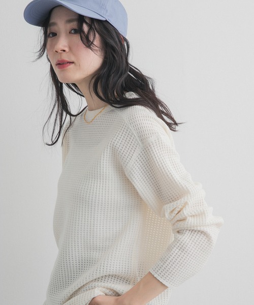 URBAN RESEARCH DOORS（アーバンリサーチドアーズ）の「シアーワッフルプルオーバー（Tシャツ/カットソー・レディース・ネイビー/オフホワイト・FREE）」の22枚目の写真