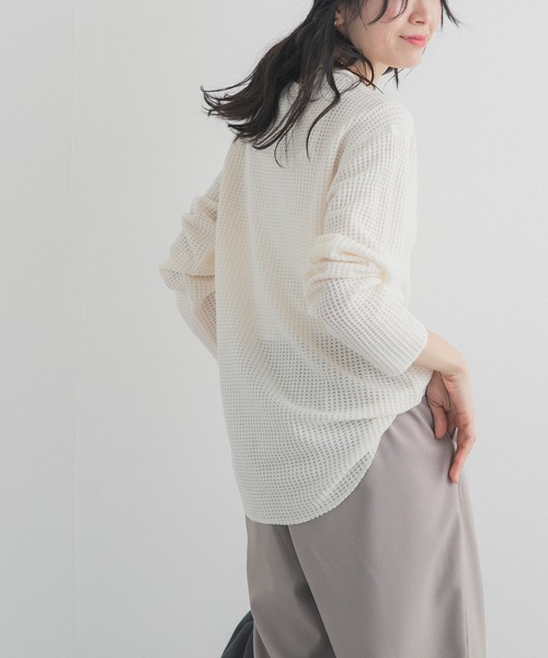 URBAN RESEARCH DOORS（アーバンリサーチドアーズ）の「シアーワッフルプルオーバー（Tシャツ/カットソー・レディース・ネイビー/オフホワイト・FREE）」の15枚目の写真