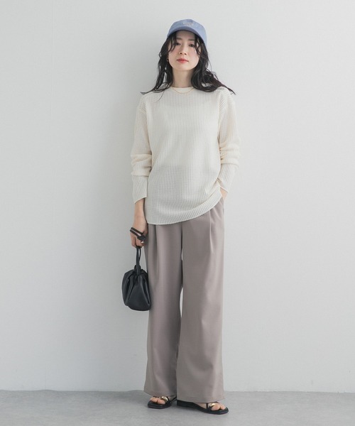 URBAN RESEARCH DOORS（アーバンリサーチドアーズ）の「シアーワッフルプルオーバー（Tシャツ/カットソー・レディース・ネイビー/オフホワイト・FREE）」の16枚目の写真