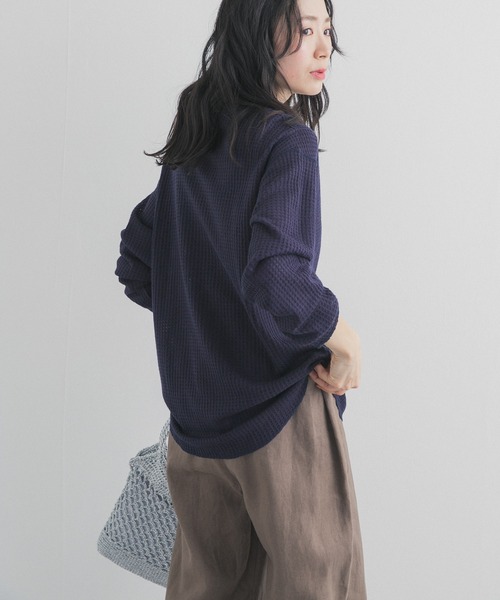 URBAN RESEARCH DOORS（アーバンリサーチドアーズ）の「シアーワッフルプルオーバー（Tシャツ/カットソー・レディース・ネイビー/オフホワイト・FREE）」の8枚目の写真