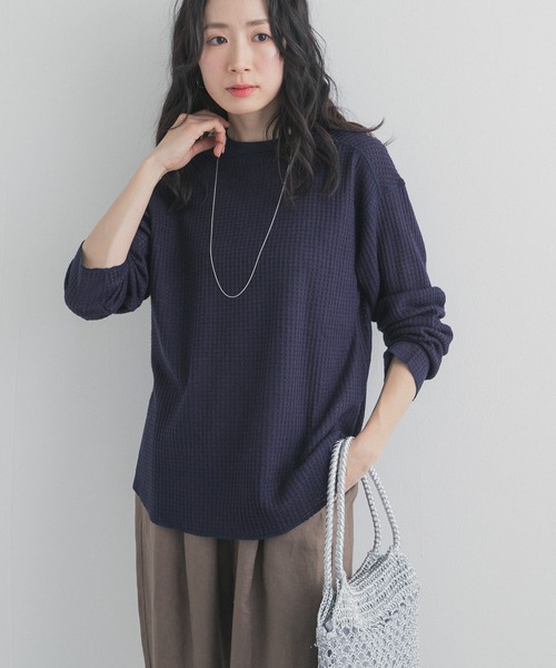 URBAN RESEARCH DOORS（アーバンリサーチドアーズ）の「シアーワッフルプルオーバー（Tシャツ/カットソー・レディース・ネイビー/オフホワイト・FREE）」の9枚目の写真