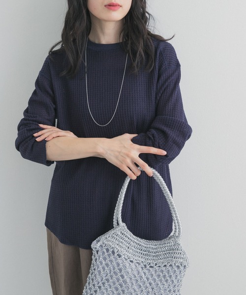 URBAN RESEARCH DOORS（アーバンリサーチドアーズ）の「シアーワッフルプルオーバー（Tシャツ/カットソー・レディース・ネイビー/オフホワイト・FREE）」の10枚目の写真