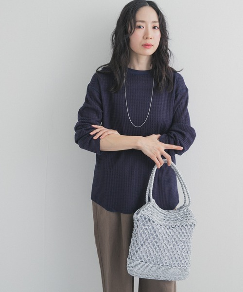 URBAN RESEARCH DOORS（アーバンリサーチドアーズ）の「シアーワッフルプルオーバー（Tシャツ/カットソー・レディース・ネイビー/オフホワイト・FREE）」の11枚目の写真