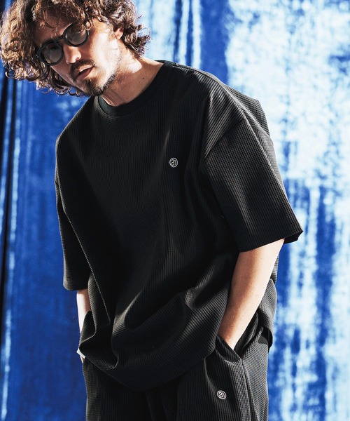 ANGENEHM（アンゲネーム）の「mt10441- Tricot Waffle Jersey T-shirt ワッフルTシャツ(AG06-014scg)（Tシャツ/カットソー・メンズ・イエロー系その他/ブラック/オフホワイト/チャコール・L/M/S）」の8枚目の写真