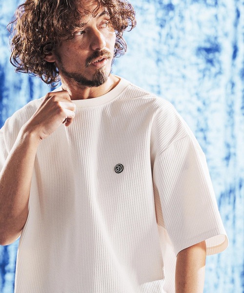 ANGENEHM（アンゲネーム）の「mt10441- Tricot Waffle Jersey T-shirt ワッフルTシャツ(AG06-014scg)（Tシャツ/カットソー・メンズ・イエロー系その他/ブラック/オフホワイト/チャコール・L/M/S）」の19枚目の写真