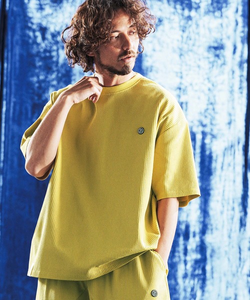 ANGENEHM（アンゲネーム）の「mt10441- Tricot Waffle Jersey T-shirt ワッフルTシャツ(AG06-014scg)（Tシャツ/カットソー・メンズ・イエロー系その他/ブラック/オフホワイト/チャコール・L/M/S）」の11枚目の写真