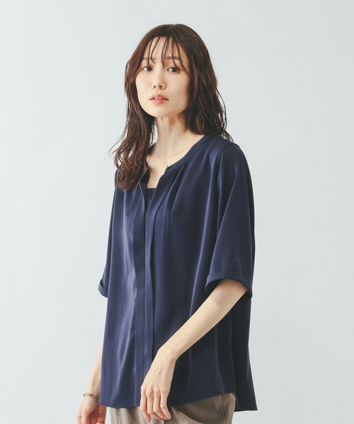 GLOBAL WORK(グローバルワーク)の「キレイつづく2wayタック5分袖/636634(シャツ/ブラウス・レディース・ホワイト/スカイブルー/イエロー/ネイビー・SMALL/MEDIUM/LARGE)」の13枚目の写真